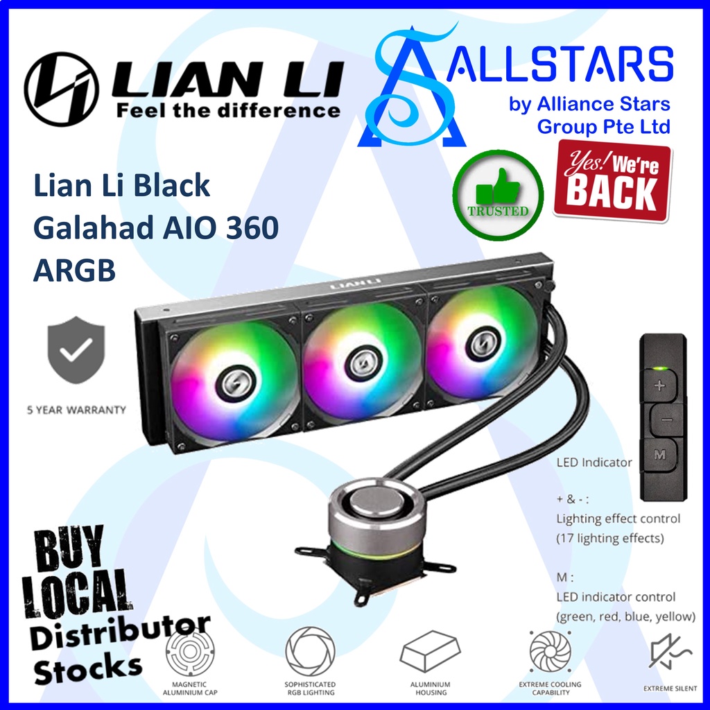 Lian Li GALAHAD AIO 360 RGB Closed Loop All-In-One CPU Cooler / GA-360B ...