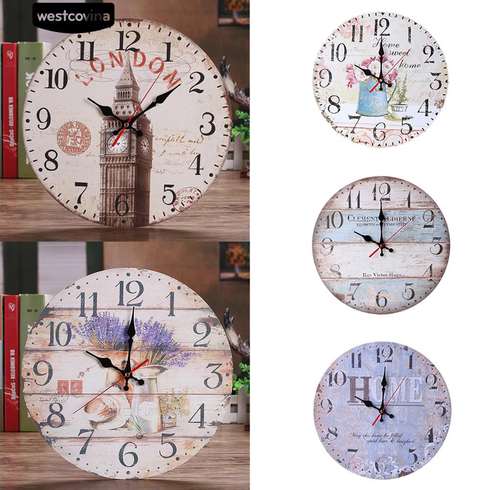 Creative Retro Wooden Round Analog Wall Clock Bar Shopee Singapore