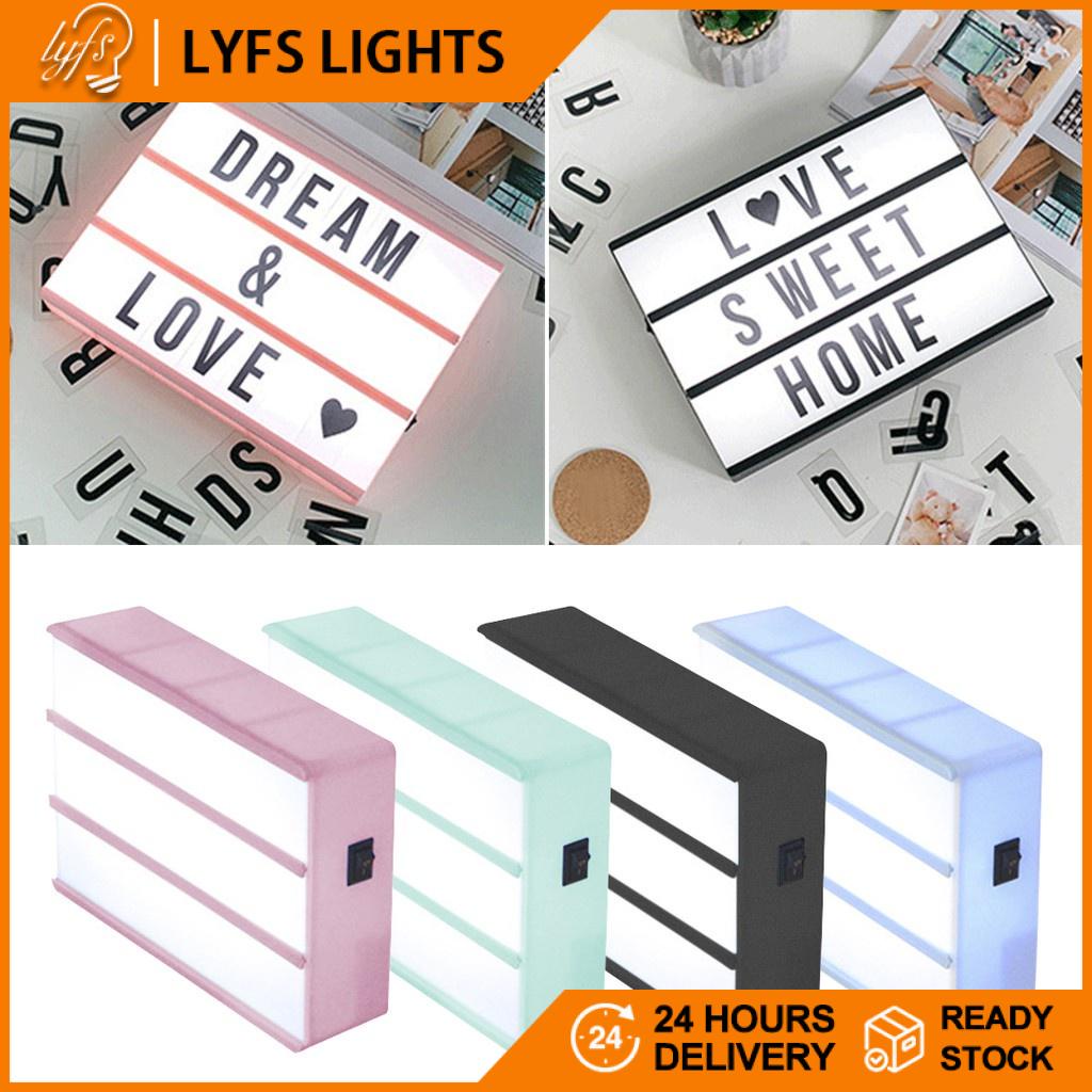 USB LED Card Light Box Combination Night Lights DIY Black Letter Card ...