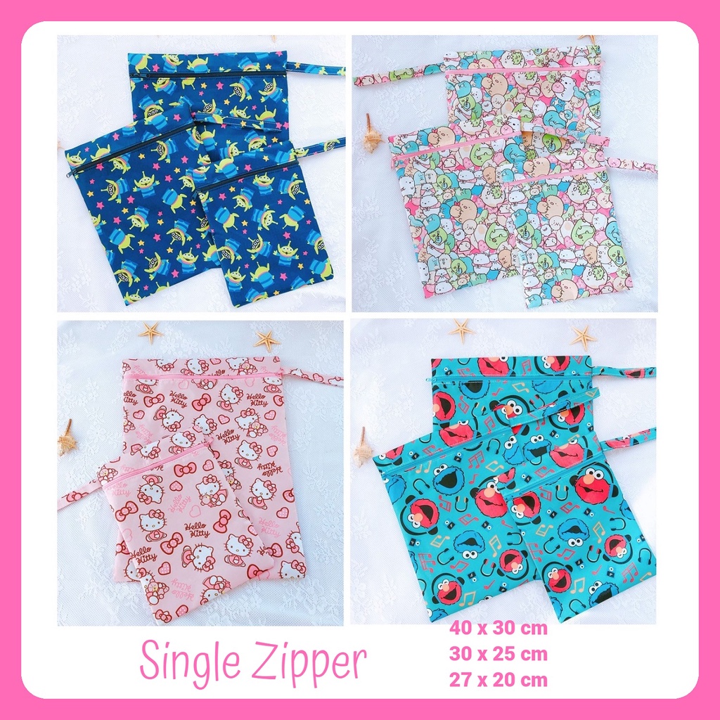 [SG Ready Stock] Set of 3 Wetbags Single Zipper Waterproof Reusable
