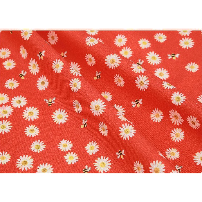 Flower and Honey bee patterned Fabric made in Korea by the Half Yard ...