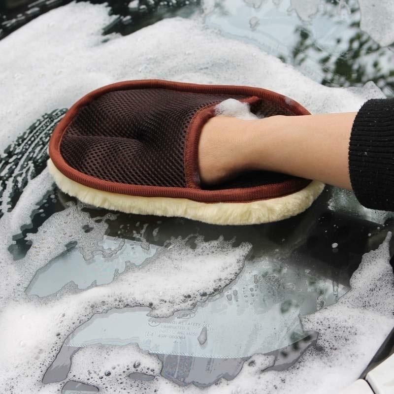 Car Care Cleaning Brushes Polishing Mitt Brush Wool Wash Sponge Waxing Gloves