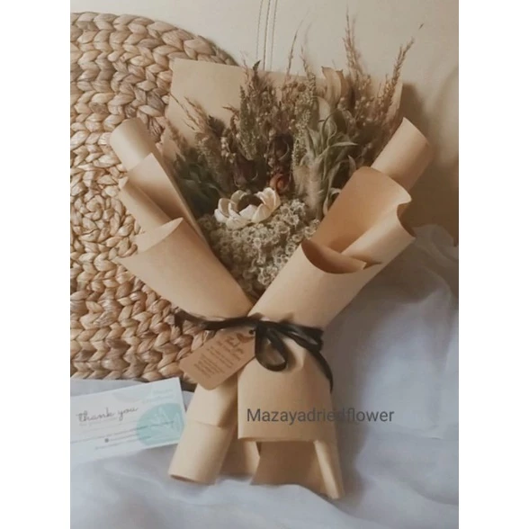 Handbouquet Bunga Kering Rustic Elegan Tahan Lama - Gambar 3