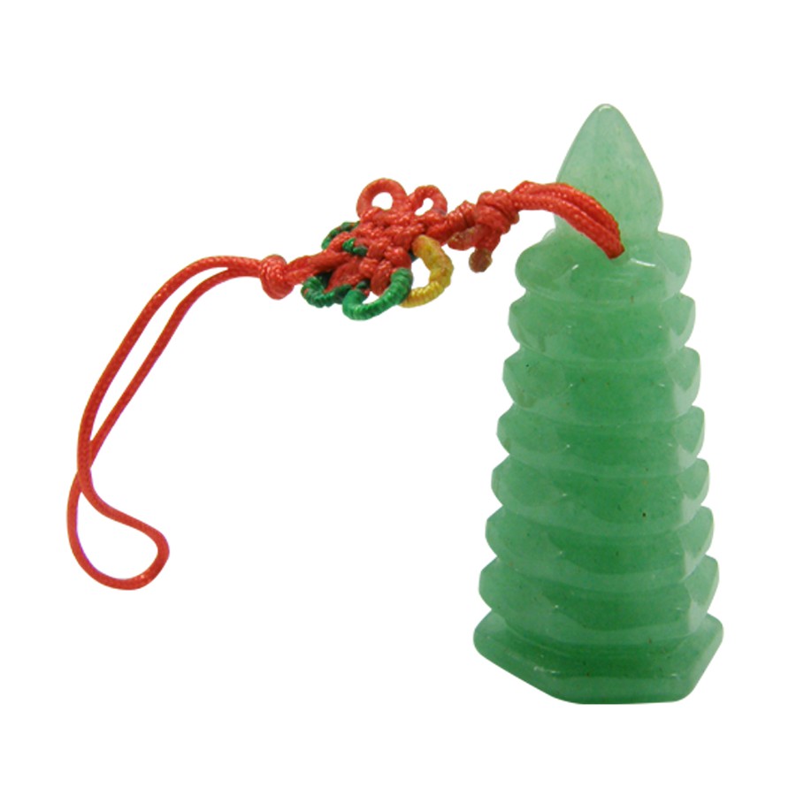 Pagoda Feng Shui Wen Chang In Giada Naturale A 9 Livelli | Con Amuleto E Bracciale Portafortuna, Altezza 11,2 Cm - 3