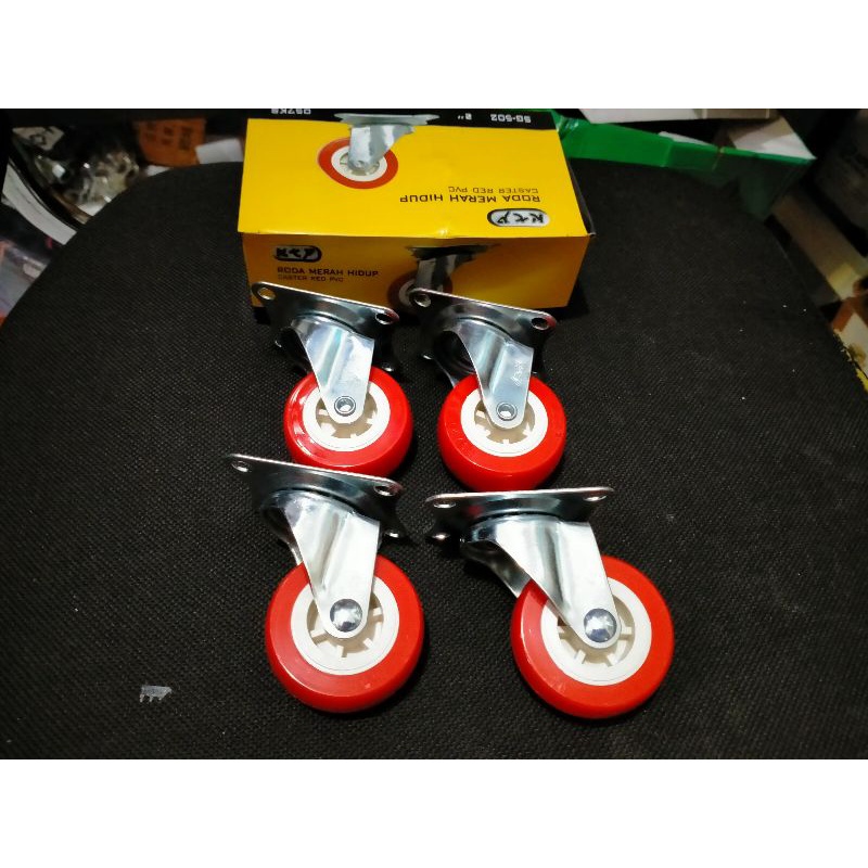 MERAH 2 inch live red wheels, one set of 4 red casters wheels, display ...