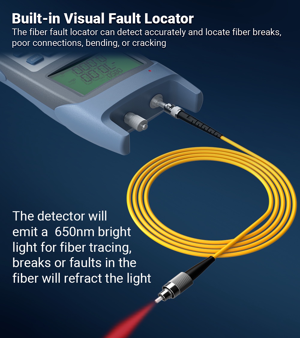 AMPCOM Fiber Optical Power Meter With Visual Fault Locator Fiber Tester ...