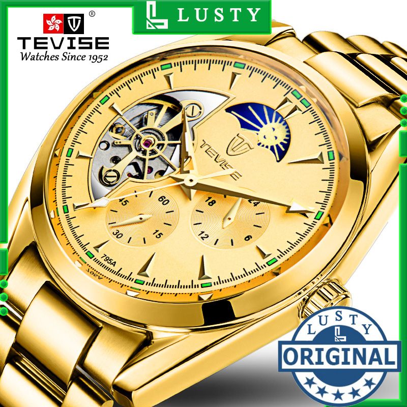 TEVISE Automatic watch for men Gold Luxury Stainless Steel