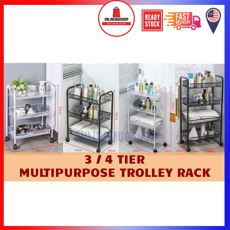 3 4 Tier Multipurpose Trolley Rack Wheel Rak Troley Roda Storage Rack ...