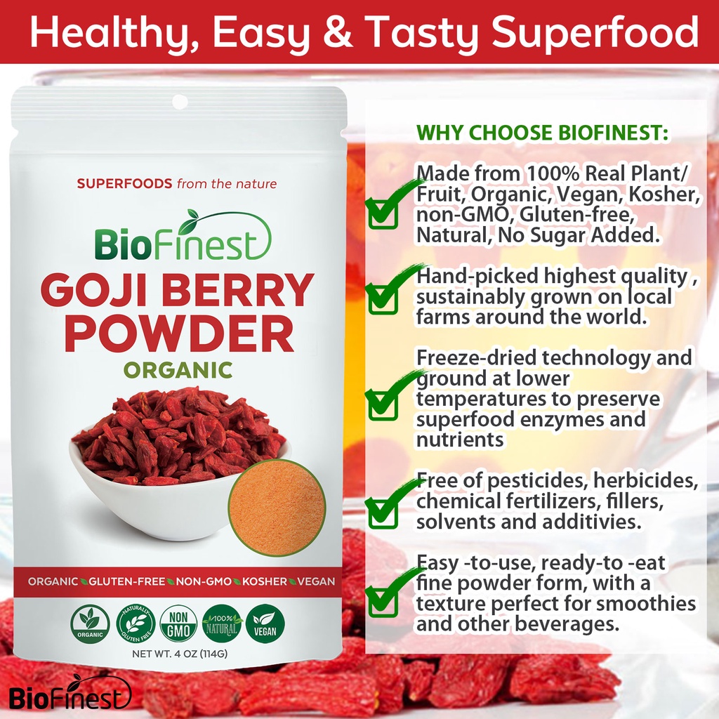 Biofinest Goji Berry Juice Powder Organic Freeze Dried Pure Superfood ...