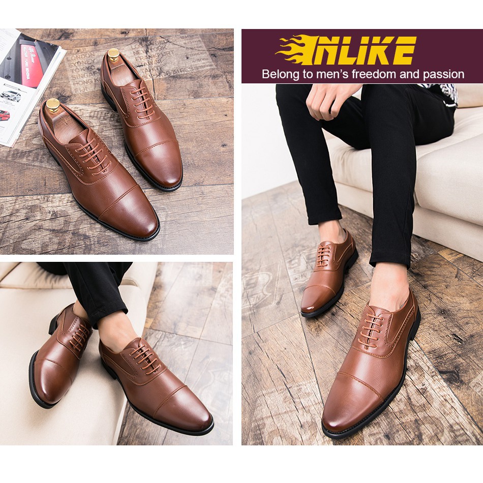 Big Size Luxury Leather Men Formal Shoes Pointed Toe Oxford Men Dress Shoes