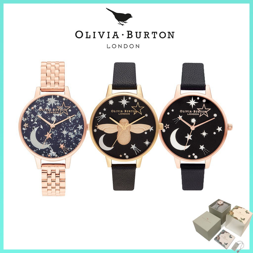 Olivia Burton Celestial Black Rose Gold Watch Women Watch Gift Shopee Singapore