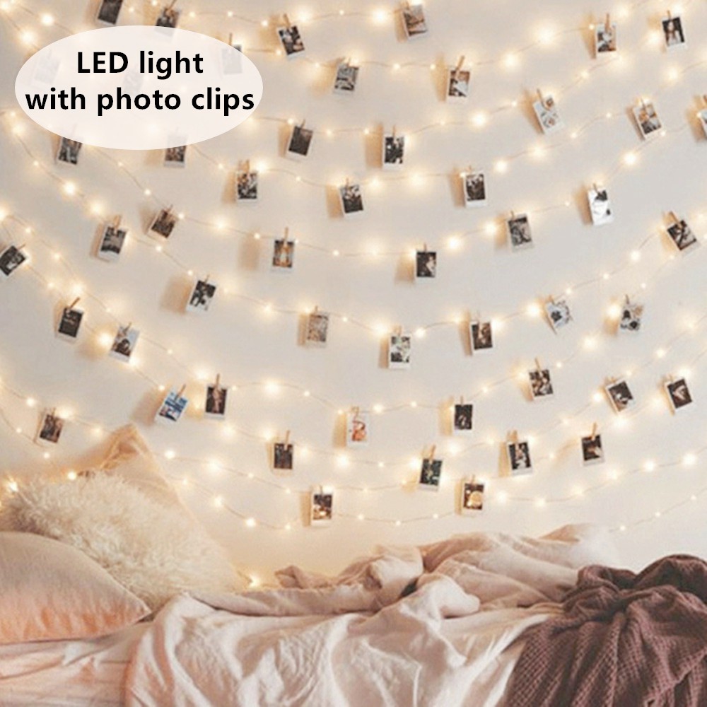 【Ready Stock】 10M/ 5M/ 3M/ 2M/ 1M Micro Mini Photo clip Copper Wire String Fairy Light Strings Lights LED Holiday lighting Fairy Garland Party Wedding Decoration（Battery Included）