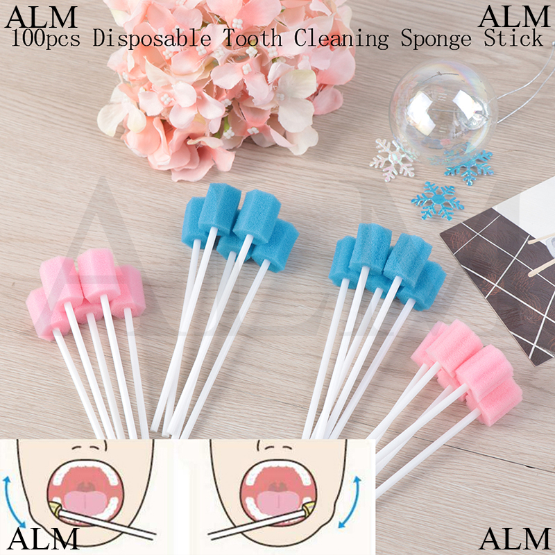 100Pcs Dental Disposable Oral Sponge Swab Tooth Cleaning Mouth Swabs