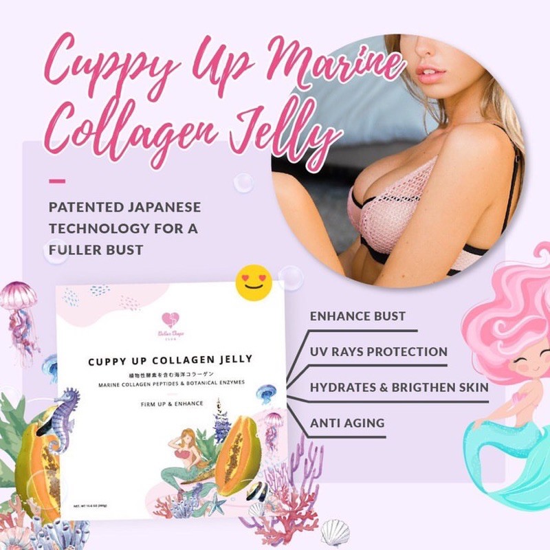 BNIB Cuppy up Bust Enhancement Whitening collagen Jelly *10Pouches in 1 Box*