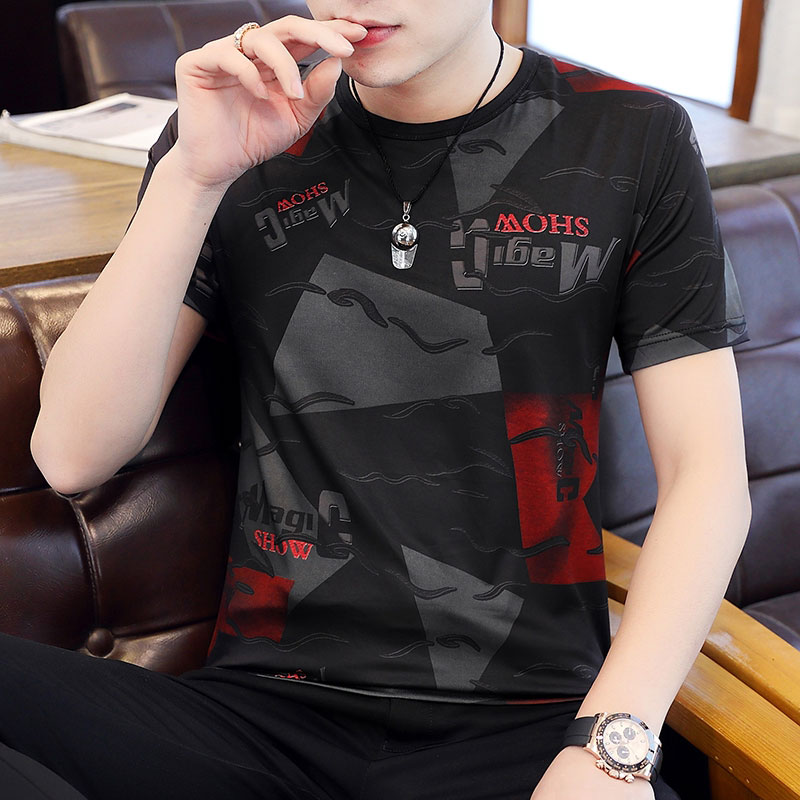 Men T-shirt Short Sleeve Tshirt Round Neck T-shirts Men's Clothing