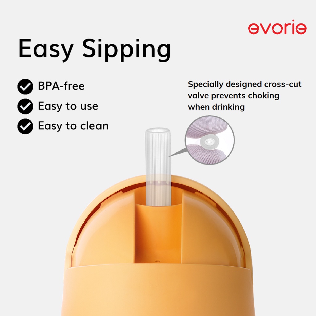 Evorie Tritan 360 Silicone Straw Sippy Cup, 200mL, Toddler Water Bottle