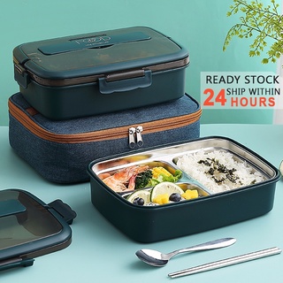 304 Stainless Steel Lunch Box 2 Layers Divided Microwavable Bento Box for  Students Office Worker Portable Sealed Food Containers