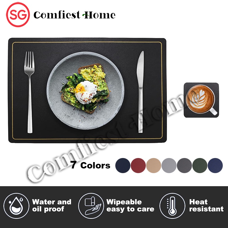[SG Stock/Cheapest/High Quality]Waterproof Leather Placemat/Coaster,PU
