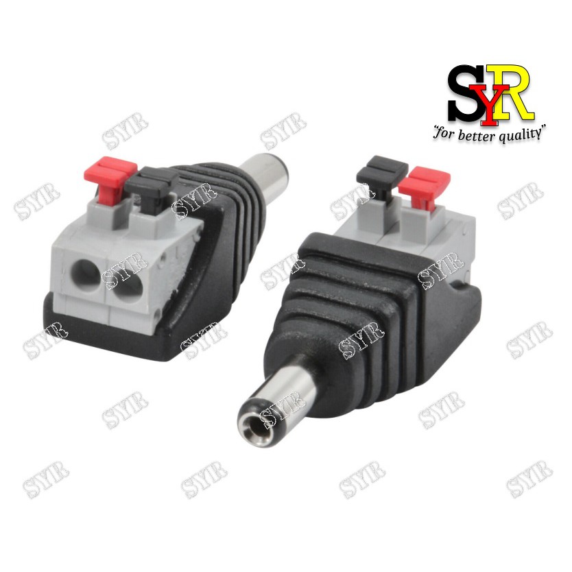 2.1mm DC Plug Barrel Power Jack Screwless Quick Wire Connector CCTV ...