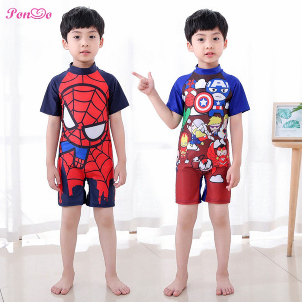 3-12Yrs Boys Hero Swimsuit Kids Boy Spiderman Swimwear Cartoon Marvel  Swimming Suits