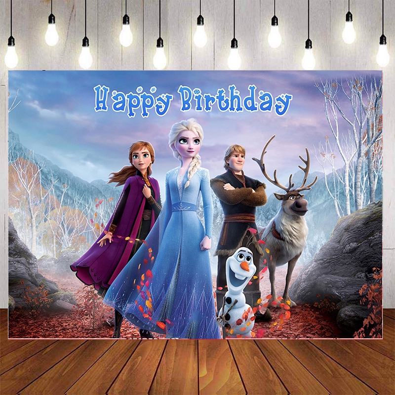 Film Frozen 2 Cartoon Elas and Anna Princess Party Backgrounds For ...