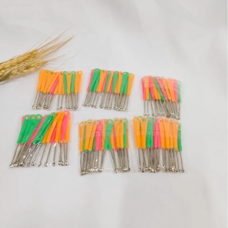 Korek Kuping 20pcs Stainless Gagang Plastik Warna