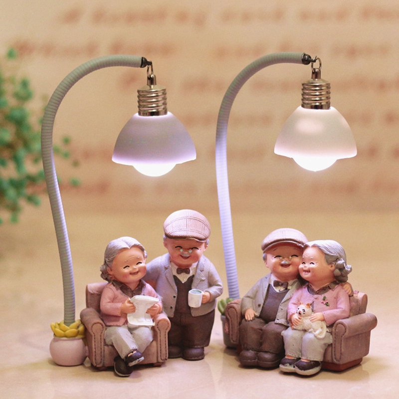 ◎◎Creative Couple Night Light Ornaments Valentine Wedding Anniversary Gift Home Decor Romantic Resin Ornament Art Craft-A