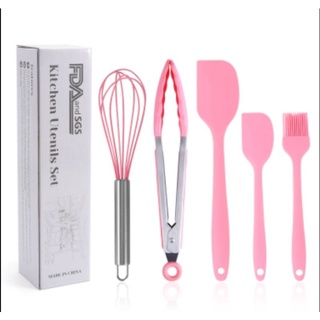 5pcs Silicone Kitchen Utensil Set, Cake Baking Cream Spreader, Silicone Oil  Brush & Spatula & Egg Whisk, Heat Resistant Kitchen Tool