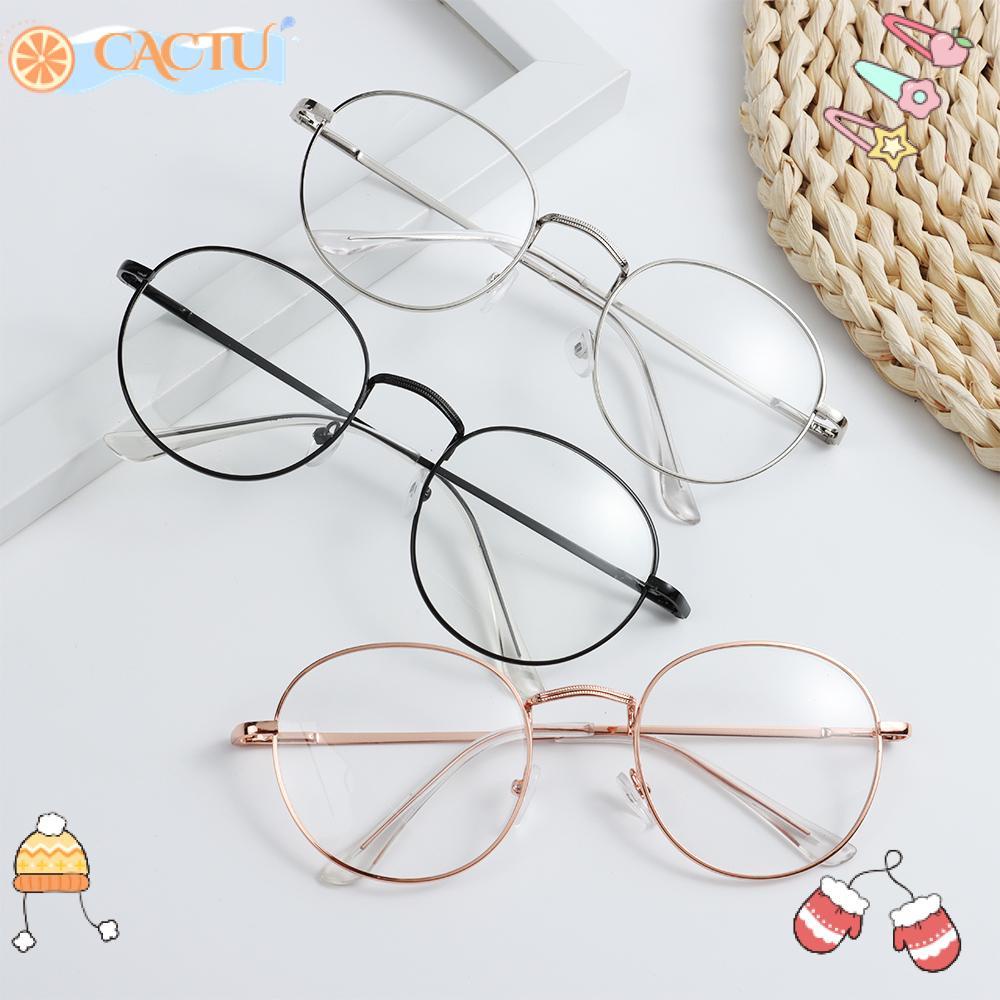 CACTU New Fashion Round Glasses Vintage Optical Glasses Eyeglasses Frame Portable Vision Care Oversized Women Men Metal Spectacles silver black gold Shopee Singapore