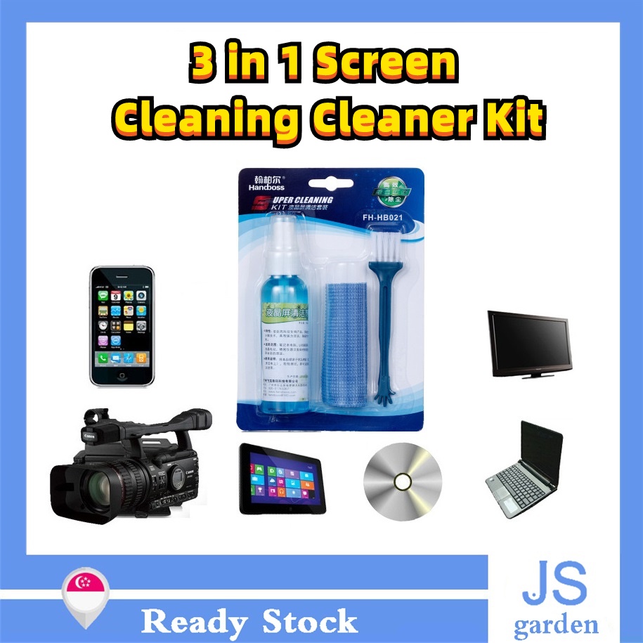 3 in 1 Screen Cleaning Cleaner Kit For Laptops Tablet TV LCD Monitor ...