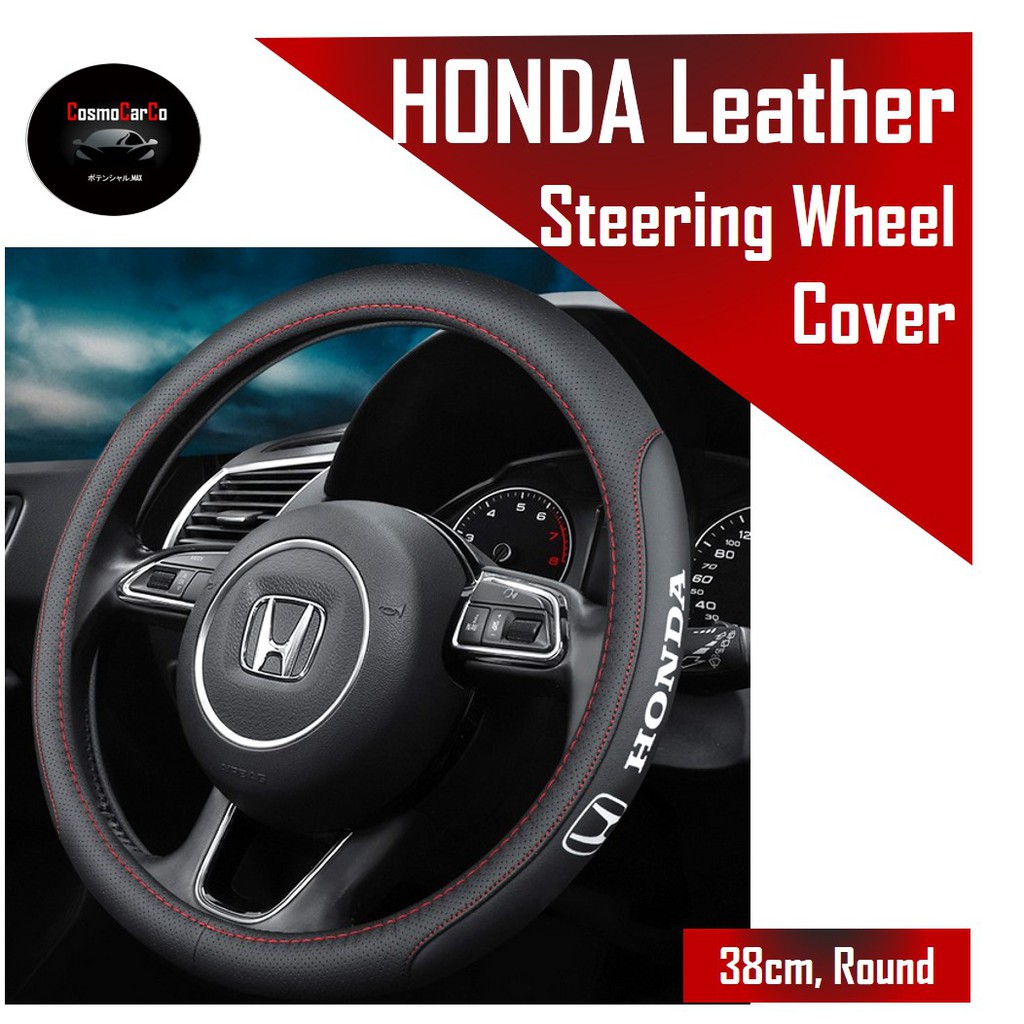 ?SG SELLER? HONDA Steering Wheel Cover Leather For Jazz Fit Shuttle City CRV HRV Vezel Accord Stream Accessories