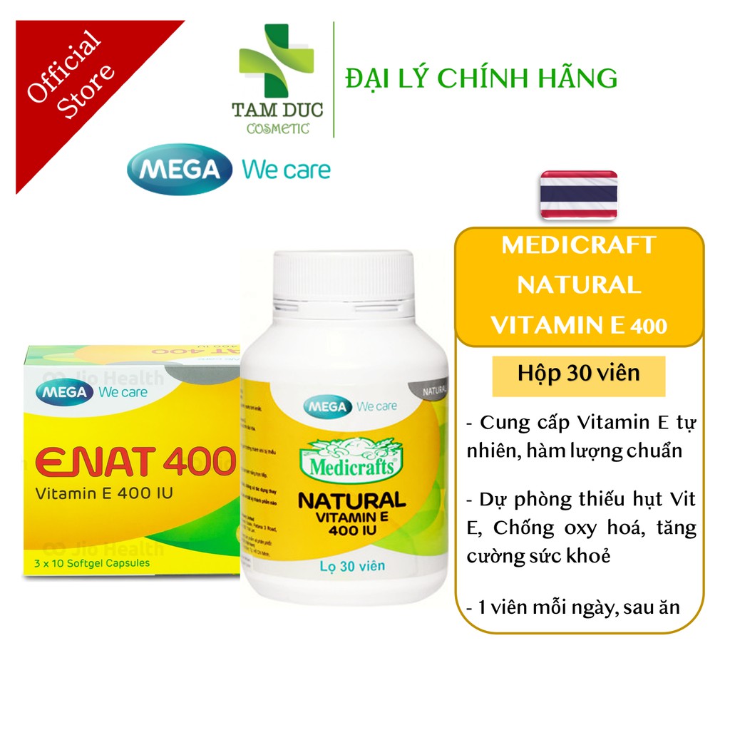 Medicraft Natural Vitamin E 400 UI - ENAT 400 - Mega we care [Box of 30 ...