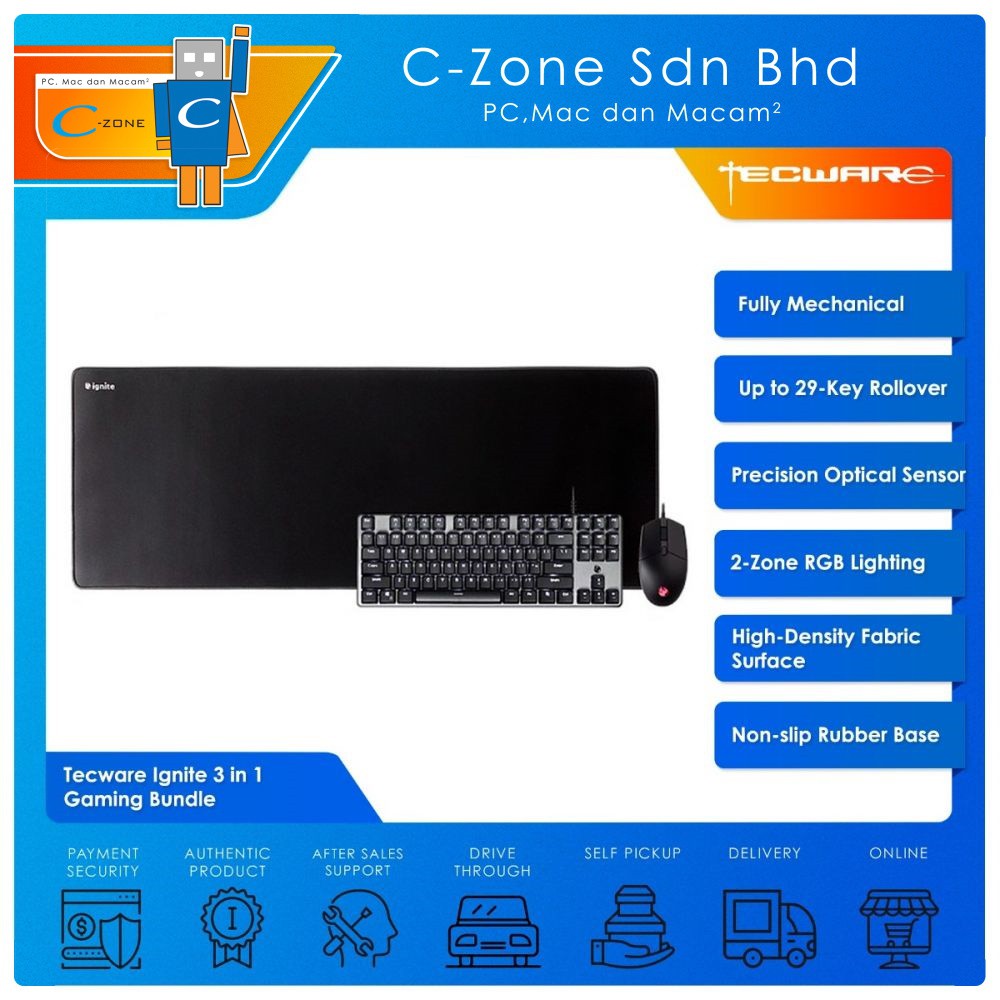 Tecware Ignite 3 in 1 Gaming Bundle ( Mechanical Keyboard Outemu Brown