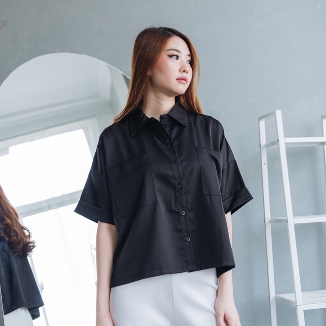 LEENBENKA Ghea Pocket Kemeja Wanita #9B05 - Gambar 3