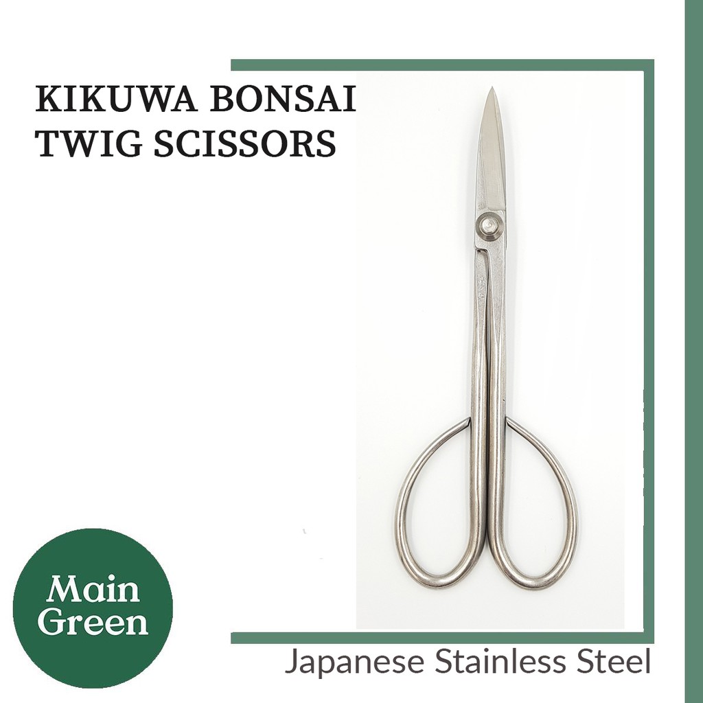 Kikuwa Bonsai Twig Scissors Japanese Stainless Steel Main Green