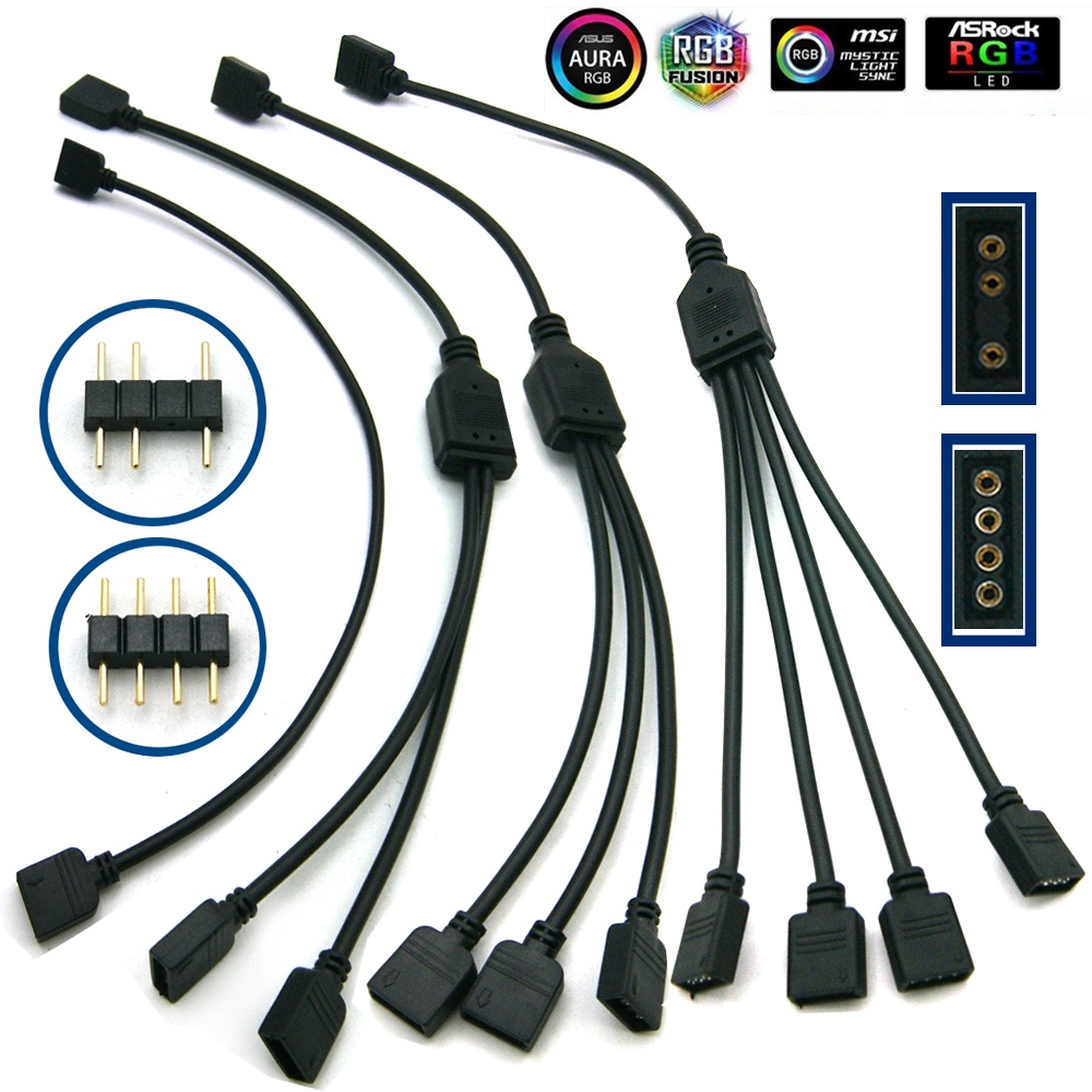 Extension Cable 1/2/3/4 12V 4PIN RGB/ 5V 3PIN ARGB LED Strip Connector ...