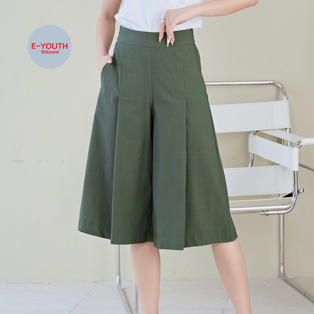 Eyouth 10104 Woman wide-leg pants high waist casual Culotte pants women