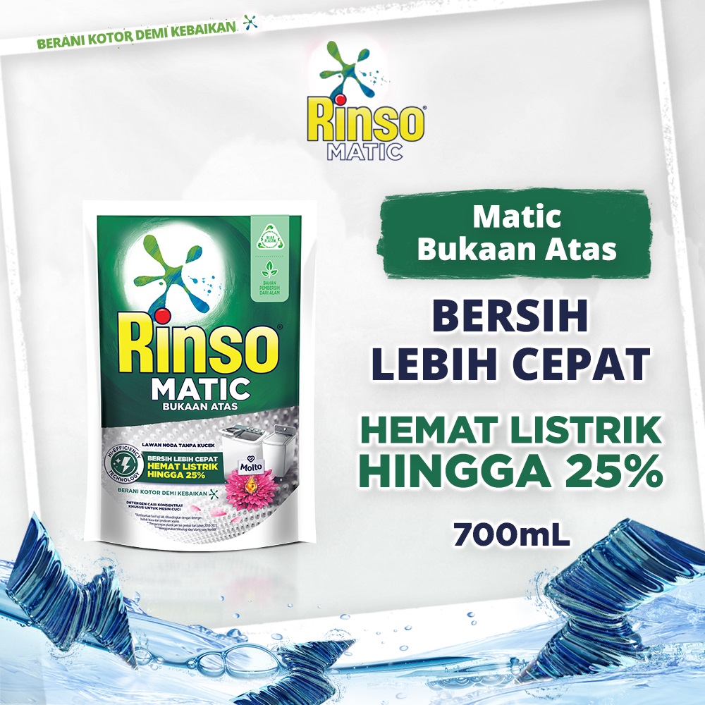 Rinso Detergent Cair Konsentrat Deterjen Matic Mesin Cuci Bukaan Atas 700 mL