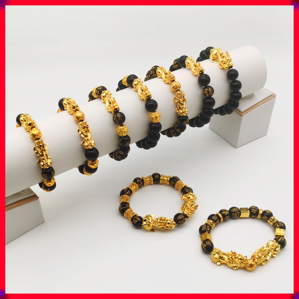 Pixiu beads bracelet for unisex emas 916 bracelets Lucky Gathering wealth Jewelry gelang lelaki pixiu Shopee Singapore