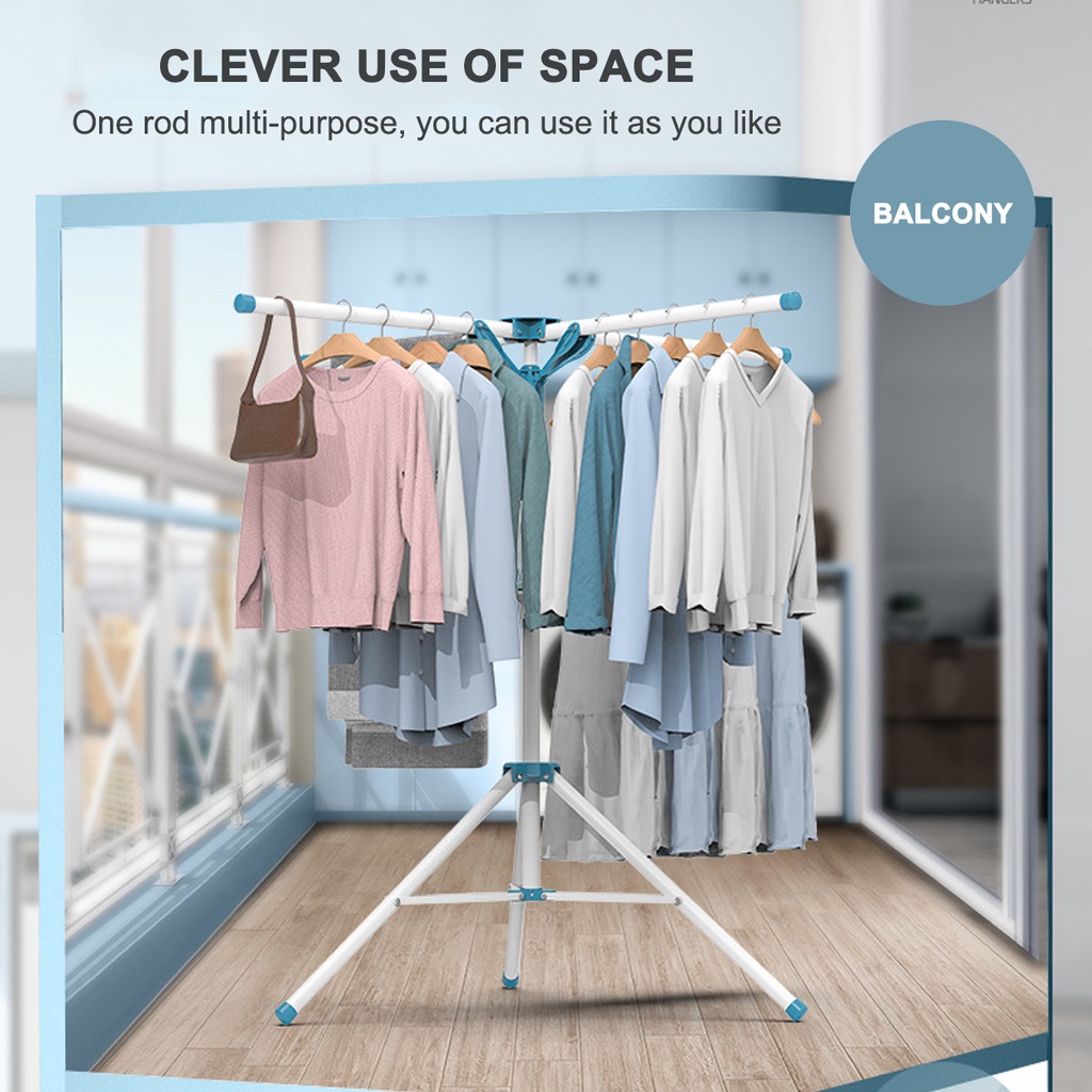 Foldable Clothes Drying Rack With Pulley Stainless Steel Cloth Hanger