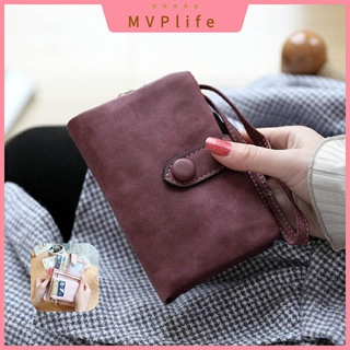 Snap Button Small Wallet, Cute Fold Faux Leather Wallet With Card