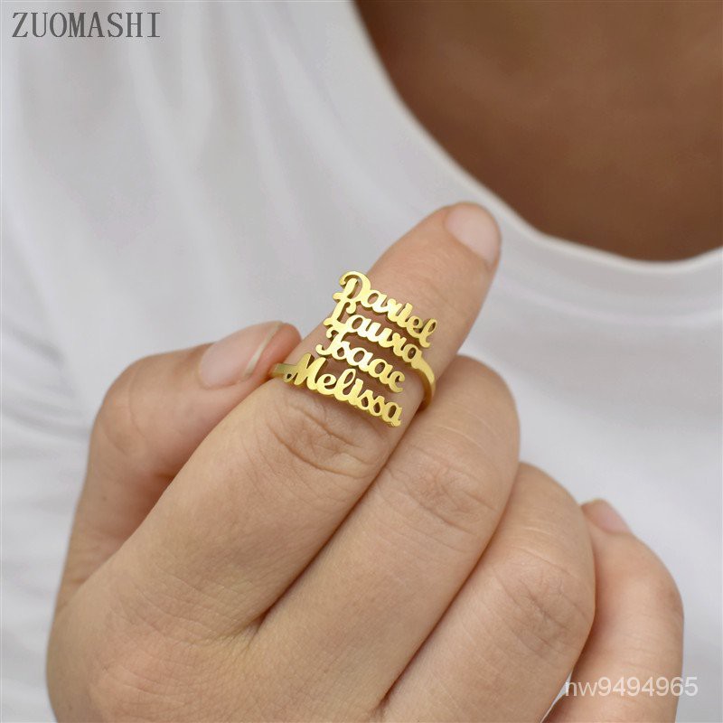 Gold stackable deals name rings