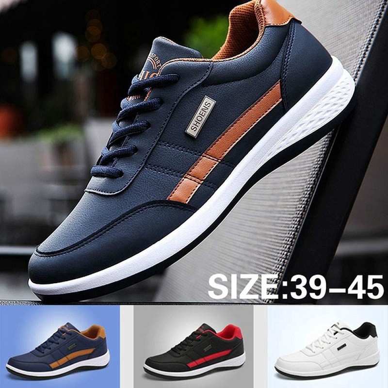Fashion Sneakers Men Leather Casual Korean Style Walking Casual Shoes ...
