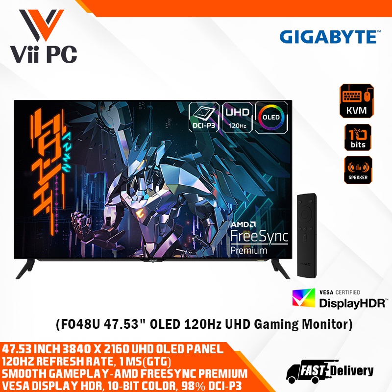 GIGABYTE AORUS FO48U 48 INCH OLED 4K UHD 3840 x 2160 GAMING MONITOR ...