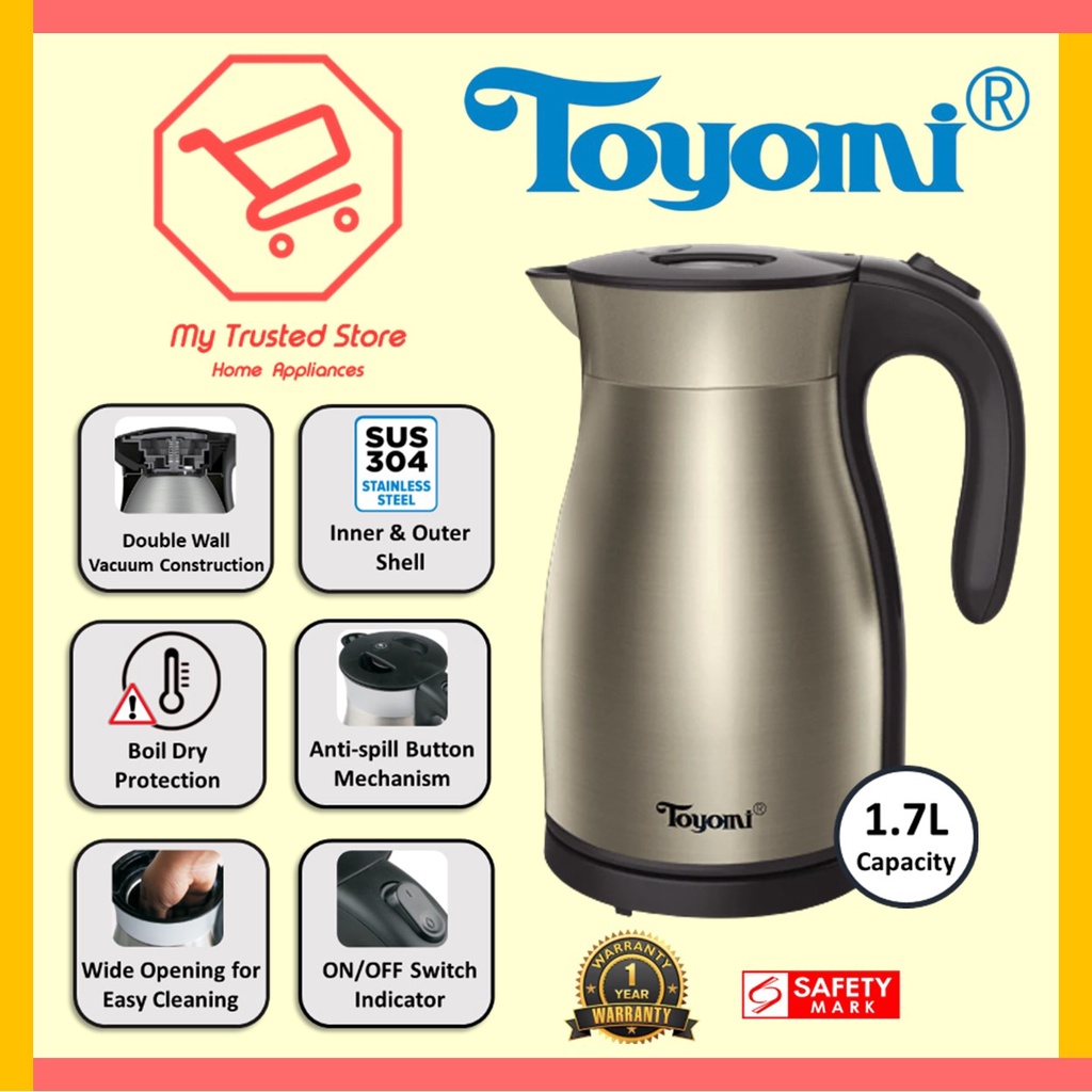 TOYOMI 1.7L 2-in-1 Heating and Warming Thermo Cordless Kettle WK 1789