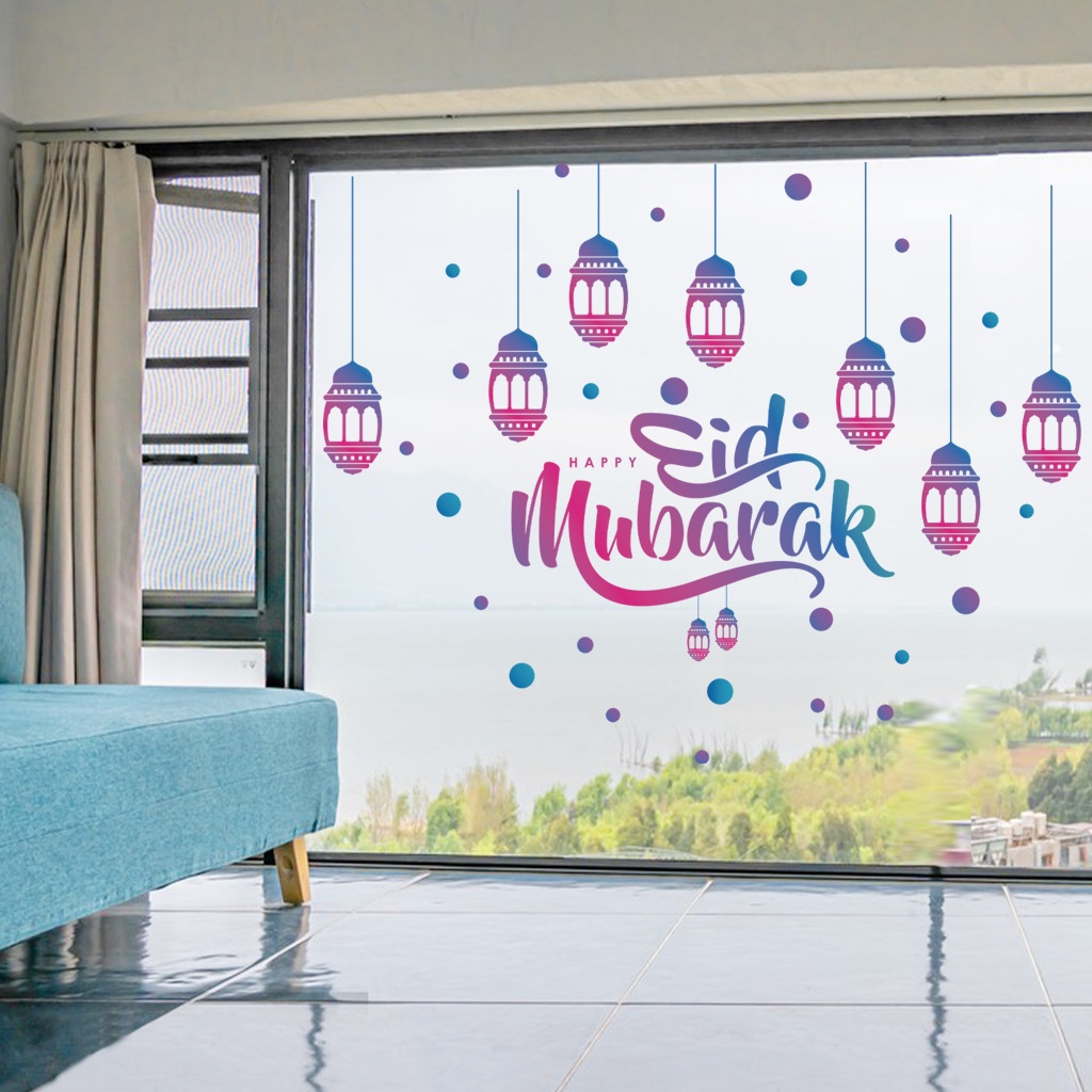 【Ready Stock】Colorful Wall Sticker Hari Raya Ramadan Eid Mubarak ...