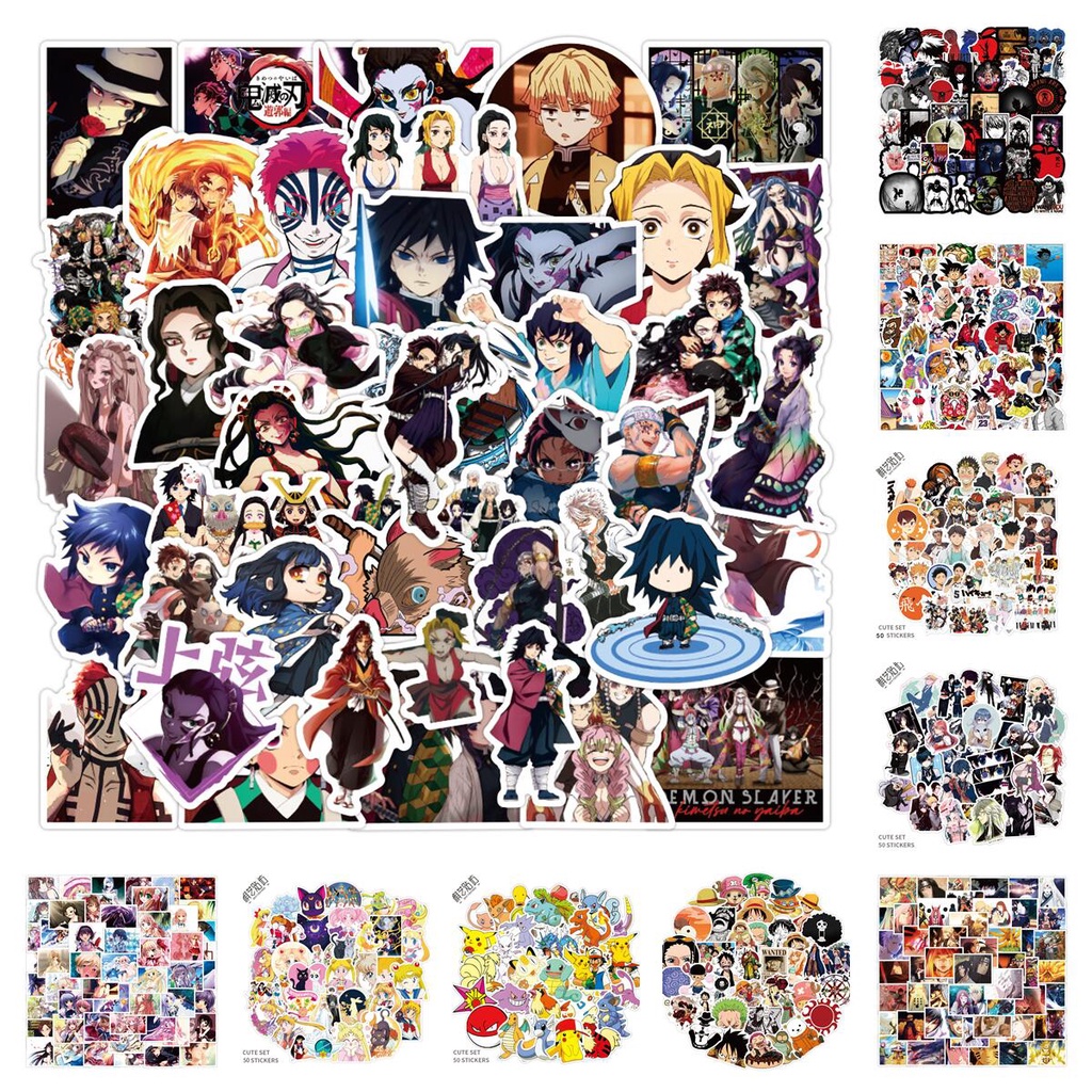 50/kit Anime Stickers Kimetsu no Yaiba Nrauto Demon Slayer Genshin One ...