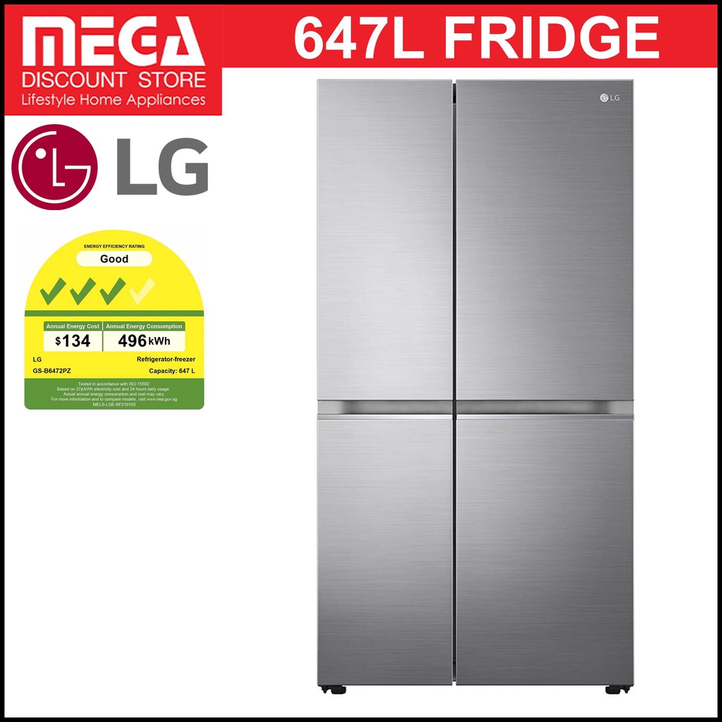LG GSB6472PZ 647L SIDEBYSIDE FRIDGE ( 3 TICKS) + FREE 50 VOUCHER BY