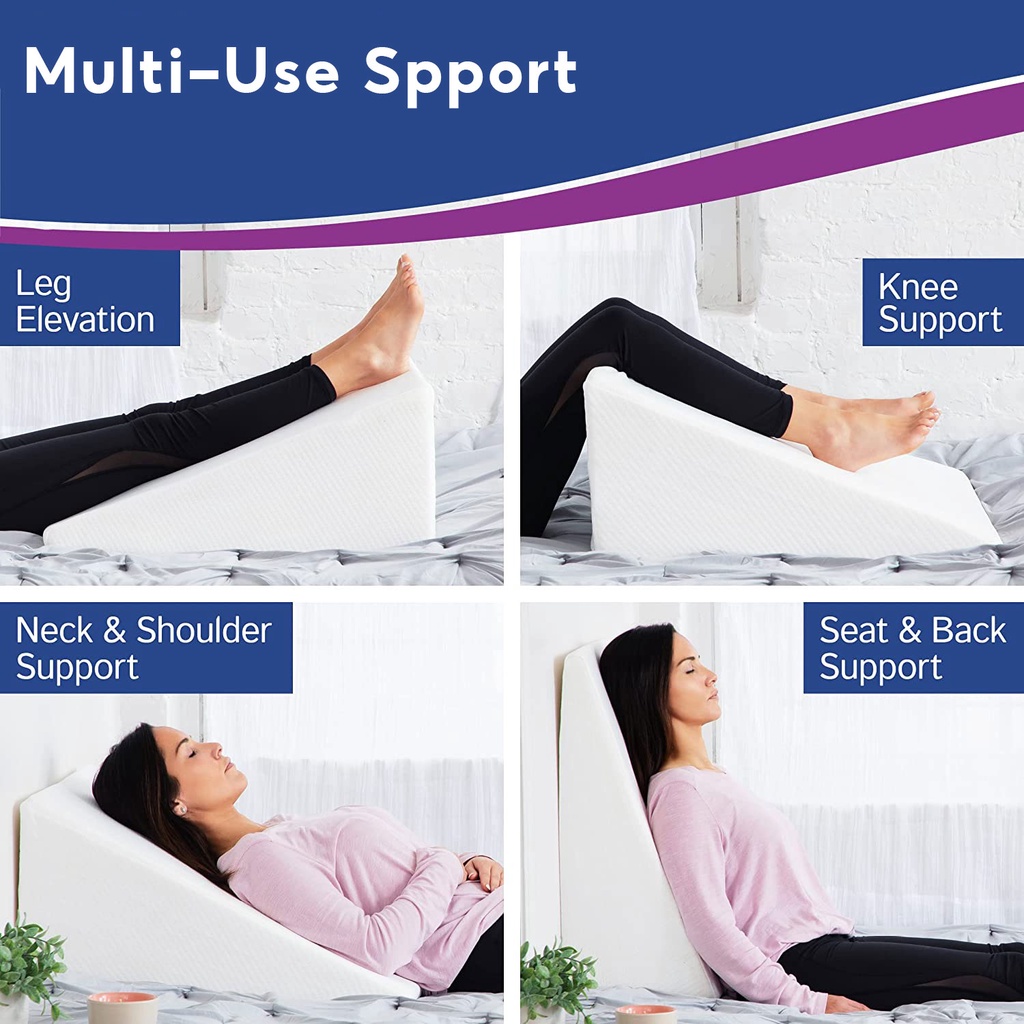 Bed Wedge Pillow With Memory Foam Ideal For Comfortable Restful Sleeping Relief Neck Back Pain Shopee Singapore
