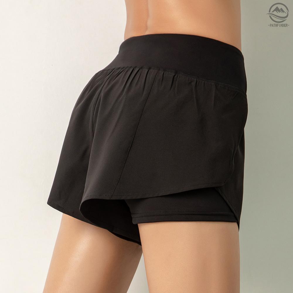 Women Running Shorts 2-in-1 with Pocket Wide Waistband Coverage